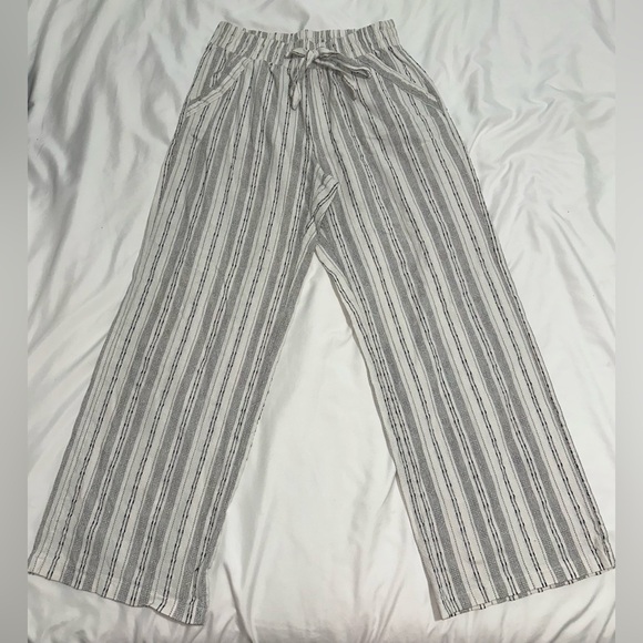 Sienna Sky Striped Drawstring Pants – Black & White - Picture 1 of 3